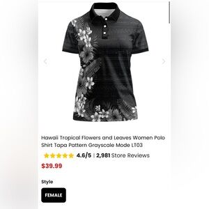 Hawaii Tropical Flowers Women's Polo Shirt - Black